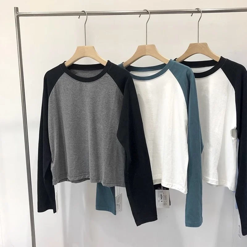 

plus Size 300 Pou Women's Long Sve T-irt oulder Insertion Color Blo Spring Autumn Korean Sle Student Versatile Top