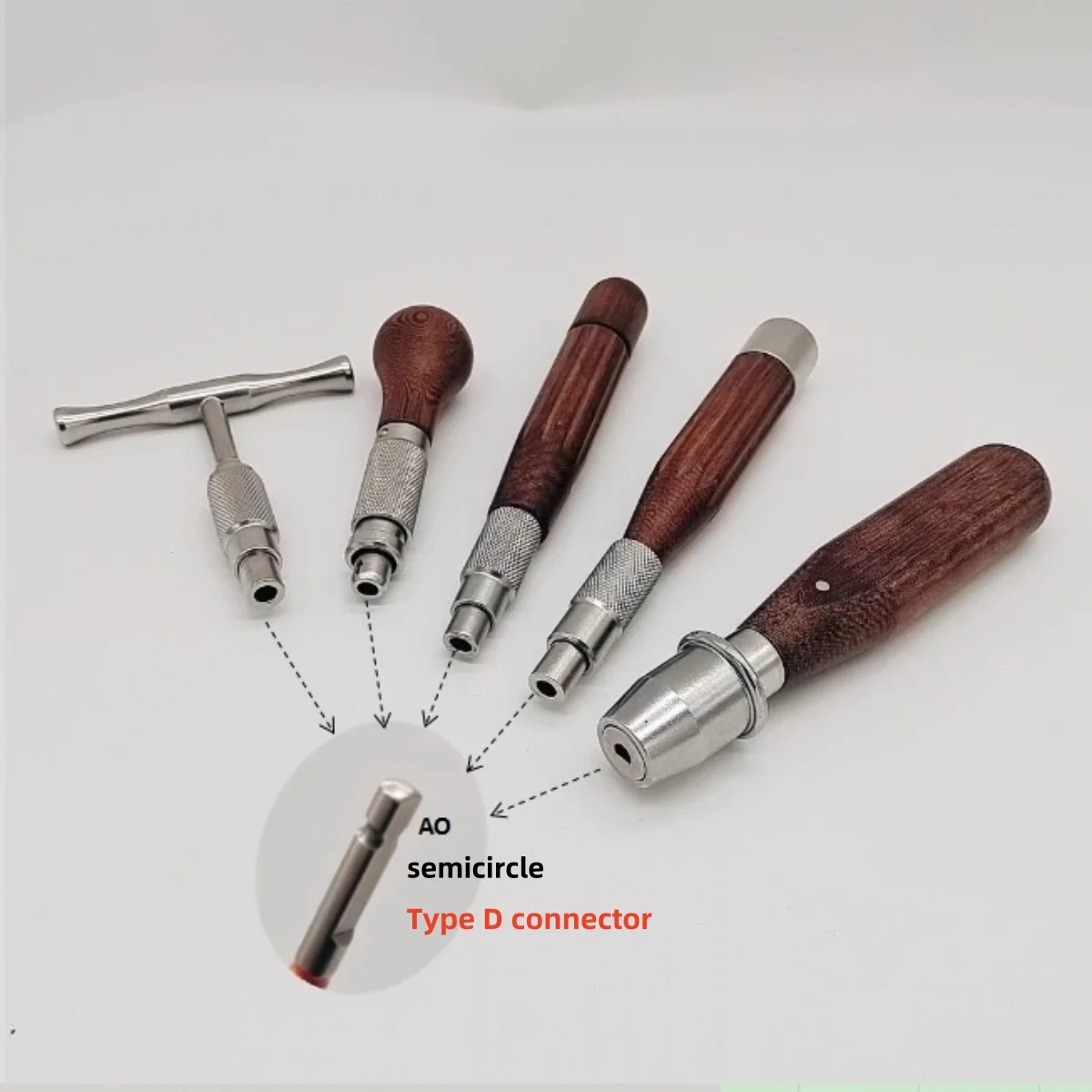 Veterinary Pet Surgery Orthopedic Instrument, Semi-Circular D-Shaped AO hub T-Type Straight Quick-Release Handle Bakelite
