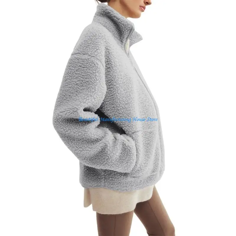 E56A Women's Fleece Zip Up 2 in 1 Baby Wearing Winter Coat Thiken Warm Outerwear with Baby Pocket