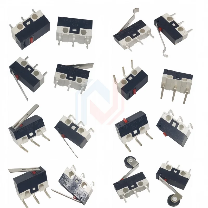 10 szt. Mini mikroprzełącznik krańcowy bez NC 3 PCB terminale SPDT 1A 125V z dźwignią łukową