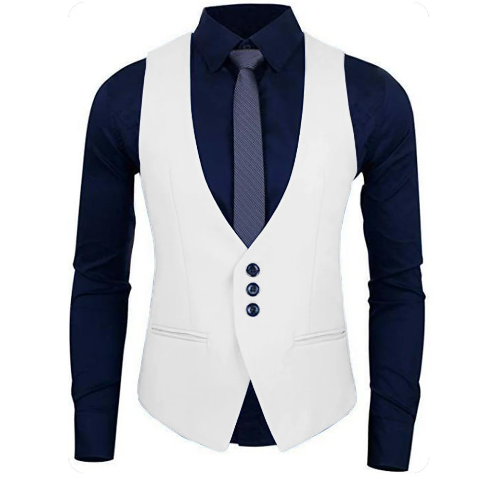 Single-breasted Elegant Suits for Men V-neck Social Vest Men's Suit Vest Male Vests Dress Up Man Best Blazer Clothing