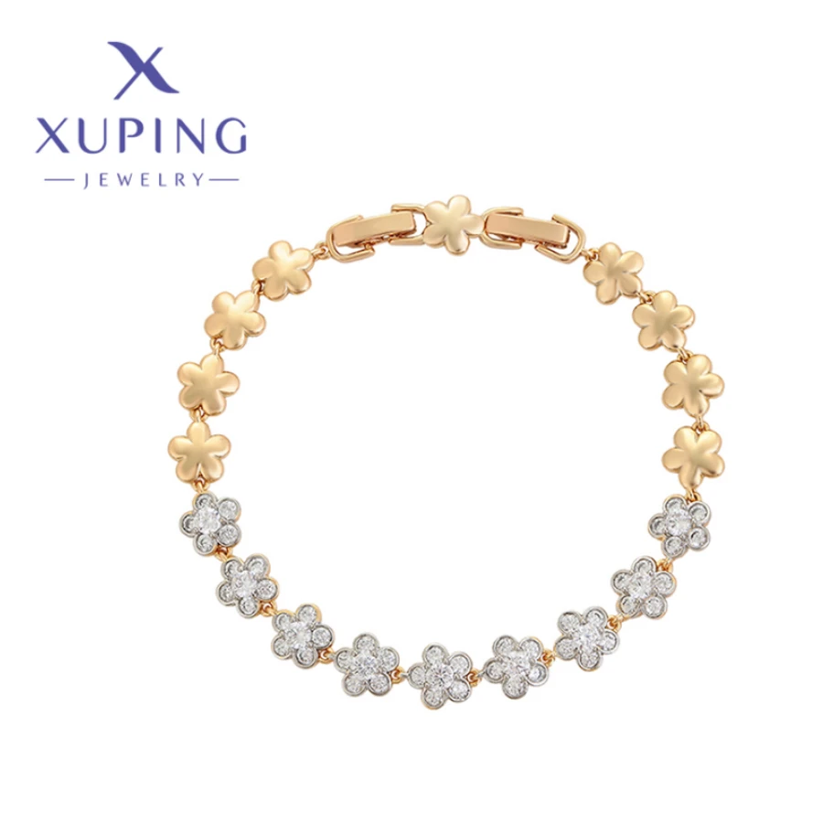 Xuping Jewelry New Arrival Fashion High Quality Flower Shape Gold Color Bracelets for Women Girl Christmas Party Gift X000713054