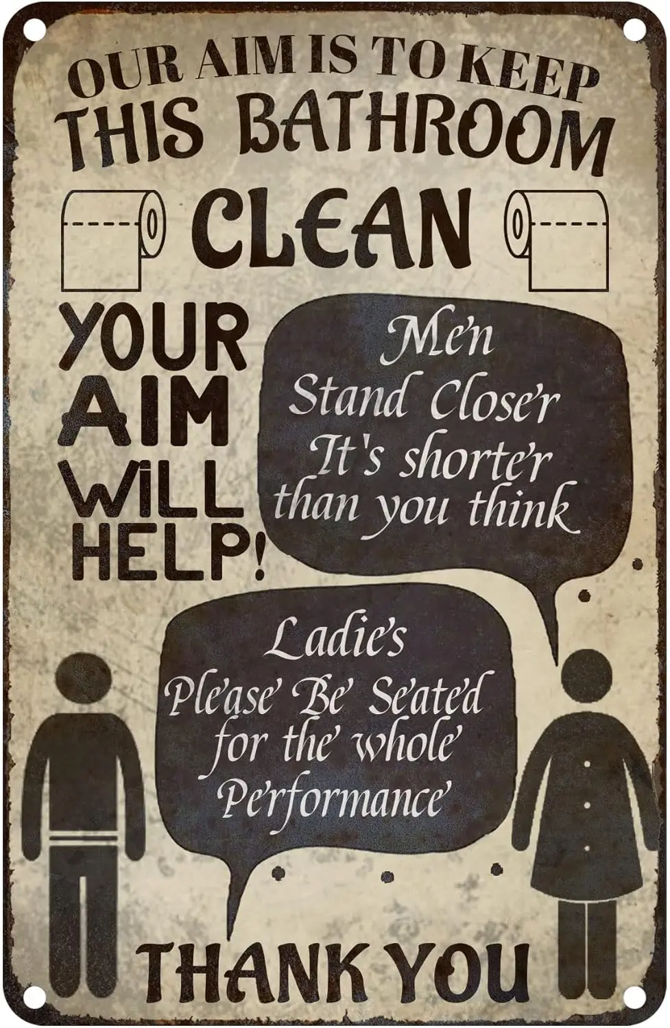 Bathroom Rules Tin Sign Our aim is to Keep This Bathroom Clean Toilet Paper Bathroom Sign Funny Metal Tin Sign Wall Decor