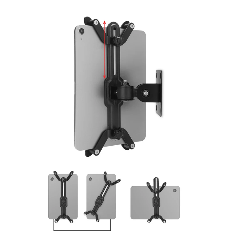 Adjustable Wall Mount Mobile Phone Tablet Holder For Phones iPad Tablets On Wall Durable Stand Metal Rack 360° Rotato