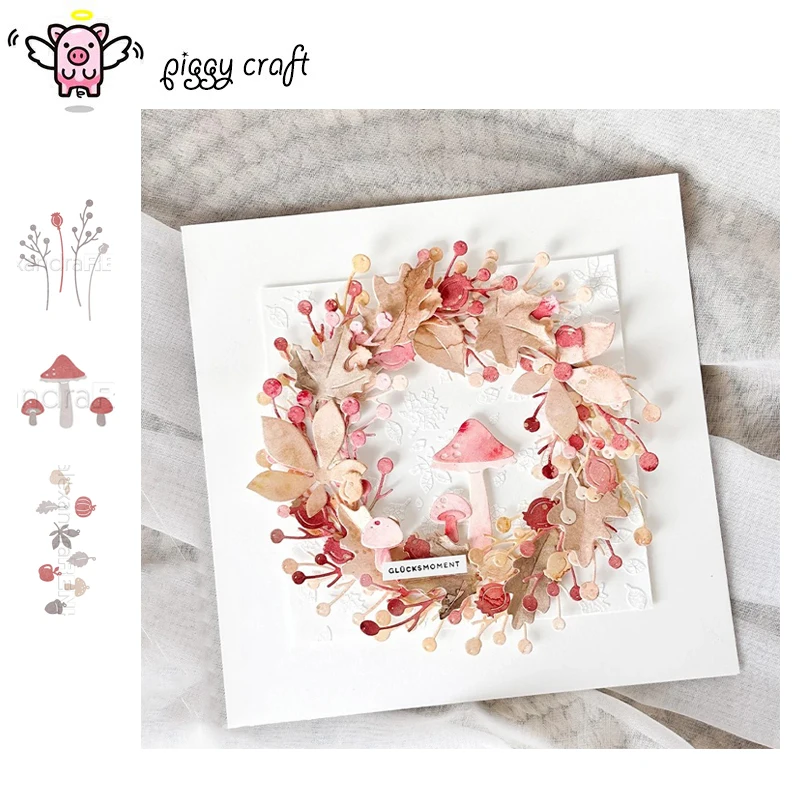 Piggy Craft Metall-Stanzformen, Stanzform, Pilz, Frucht, Zweige, Scrapbook, Papier, Basteln, Messerform, Klinge, Stanzwerkzeug, Schablonen, Stanzformen