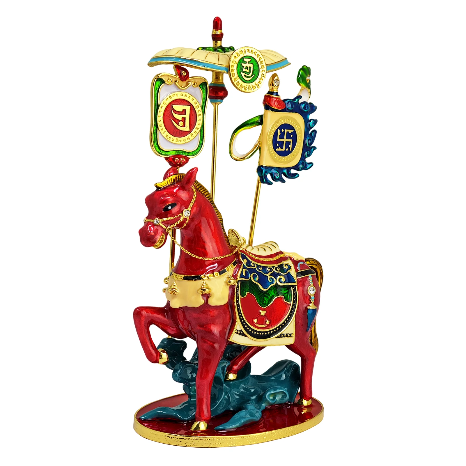 Feng Shui 3 Powers Windhorse Amulet Bring Luck Powerful Strength Success Statue Decorative Figurine