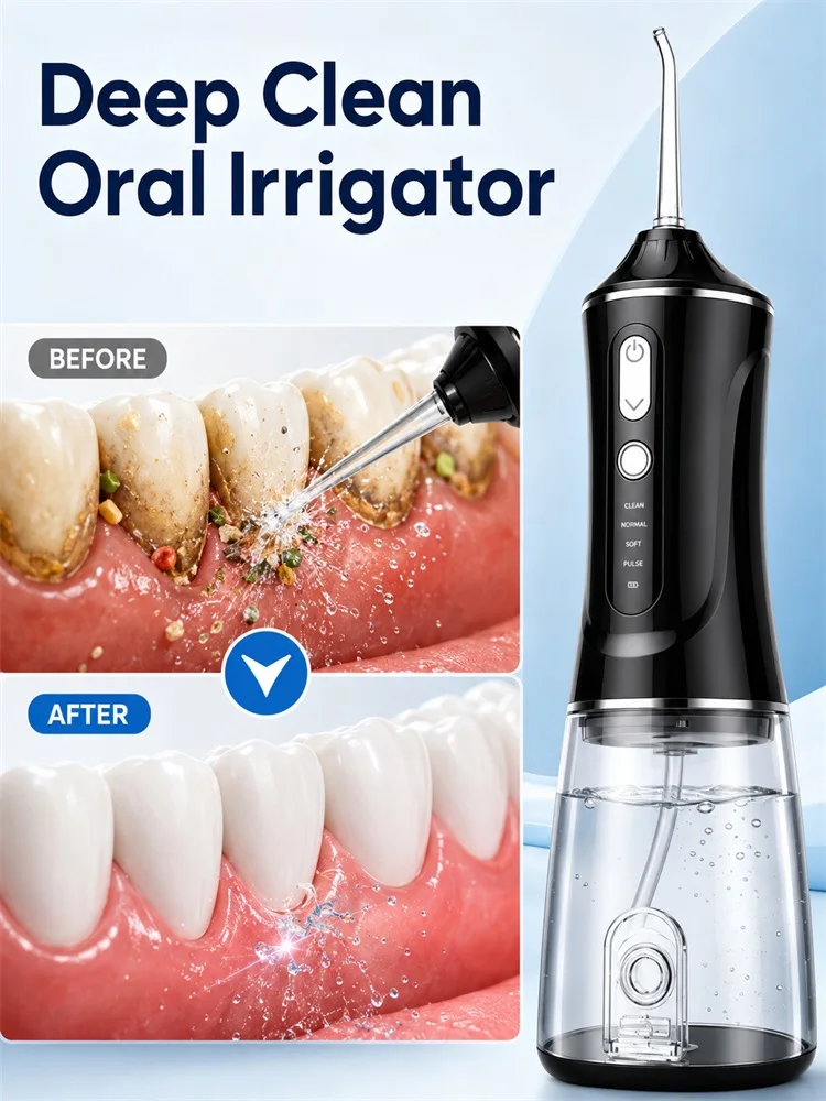 

Oral Irrigator 3 Cleaning Modes Portable Rechargeable Waterproof IPX7 Dental Water Flosser Teeth Whitening Jet Floss 200ML