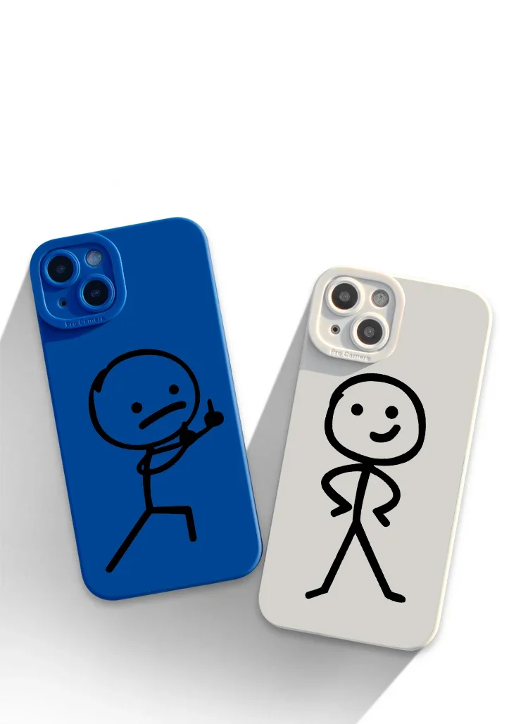 Cute Cartoon Matchman Matte Silicone Phone Case For iPhone 16 11 12 13 14 15 Pro Max XR XS X 7 8 Plus SE 2020 Soft Back Cover