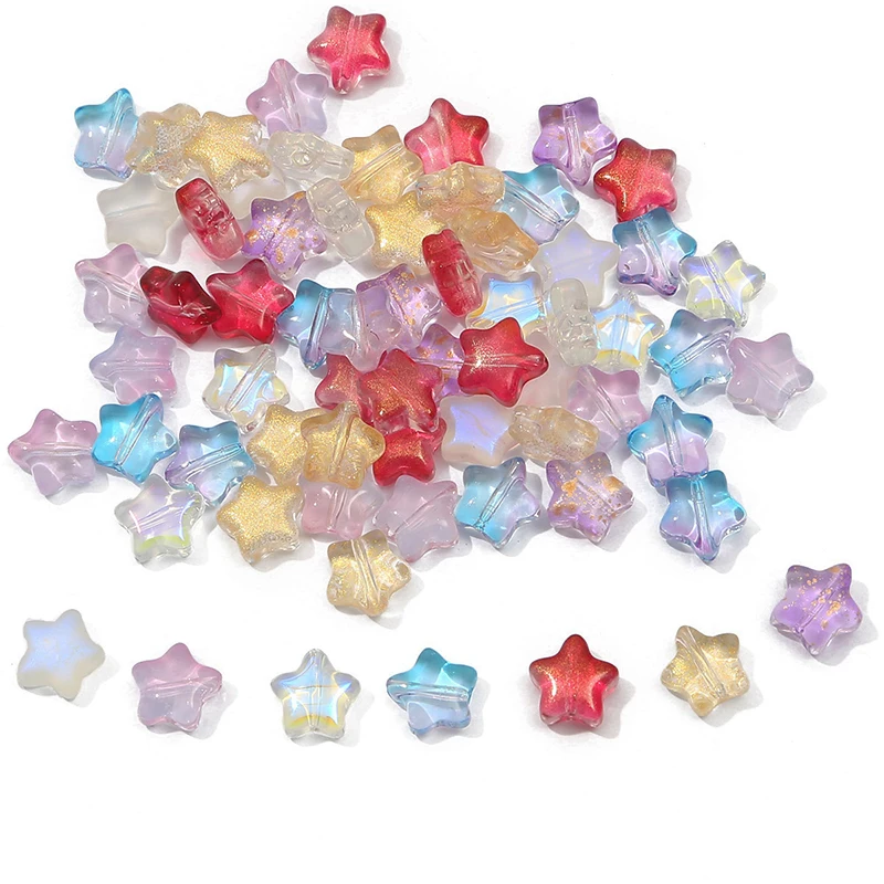 100 Stück 8 mm mattierte, farbverlaufende, fünfzackige Sternperlen aus Glas, Abstandsperlen für die Schmuckherstellung, DIY-Armband, Halskette, Zubehör – Detail 5