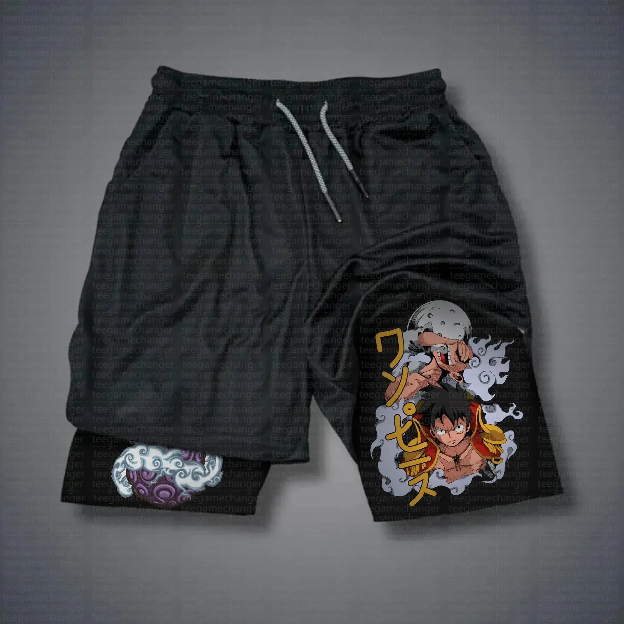 One Piece Anime Mens Gym Shorts Summer Y2k Streetwear Fitness Running Sport Pants Breathable Mesh Double-layer Shorts Sportswear view 5