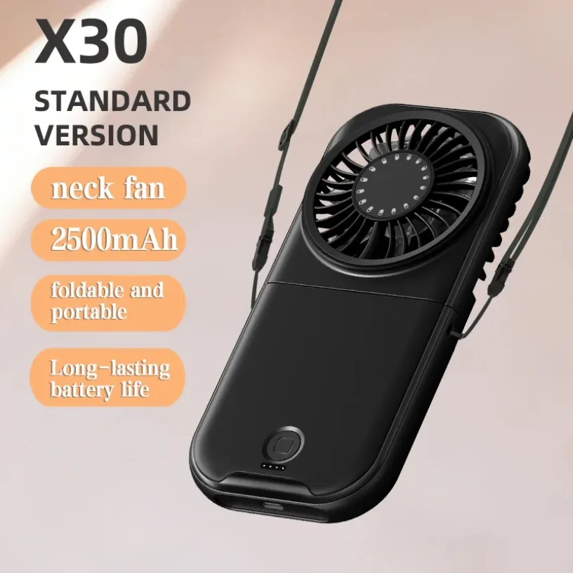 Multi-use Summer Heat Foldable Portable Fan Handheld Neck Hanging Desk Fan 4 Speed 2500mAh Rechargeable For All Scenarios