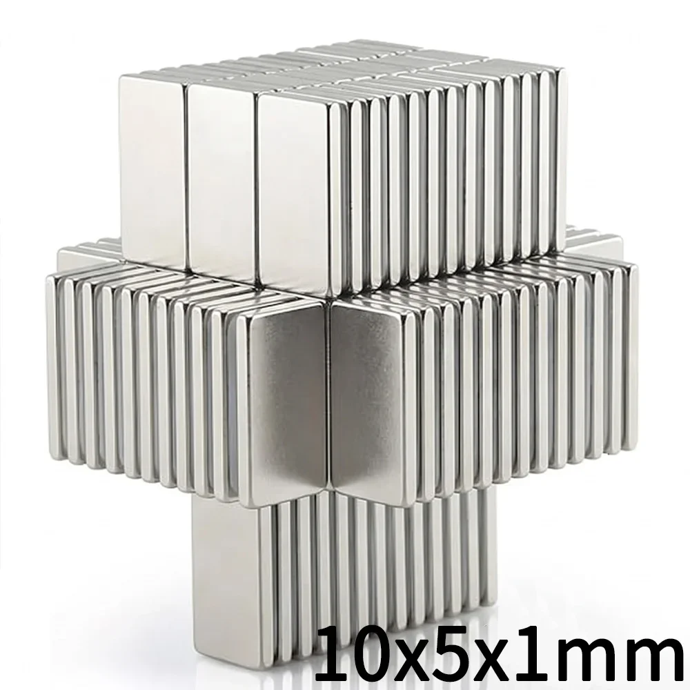 50/100Pcs 10x5x1 Block Neodymium Magnet Super Powerful Magnetic Imanes for Fridge DIY Building Craft 10mmX5mmX1mm Rectangular