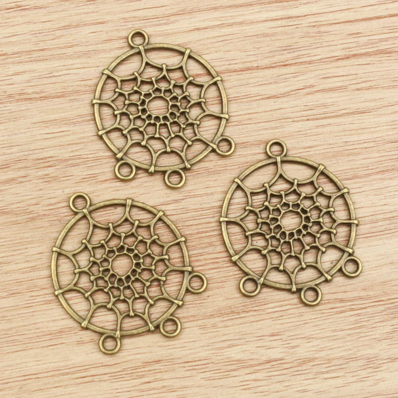 10pcs 34x29mm Antique Silver Plated Bronze Plated Spiderweb Style Connector Handmade Charms Pendant:DIY for bracelet necklace