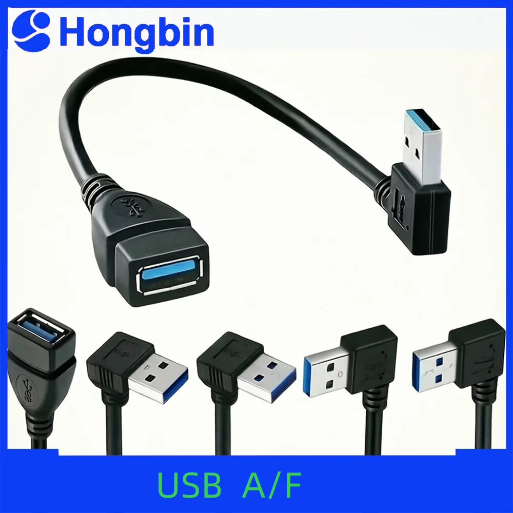 High-Speed USB 3.0 Right Angle Extension Cable 90° Adapter for PC Laptop Phone - Fast Charging Multi-Port Tech Accessories