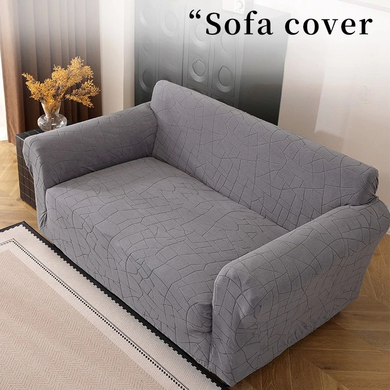 1/2/3/4seater Stretch Full Wrap Jacquard Velvet Sofa Cover Stone Crack Texture Anti-slip Couch Protector for Living Room Decor