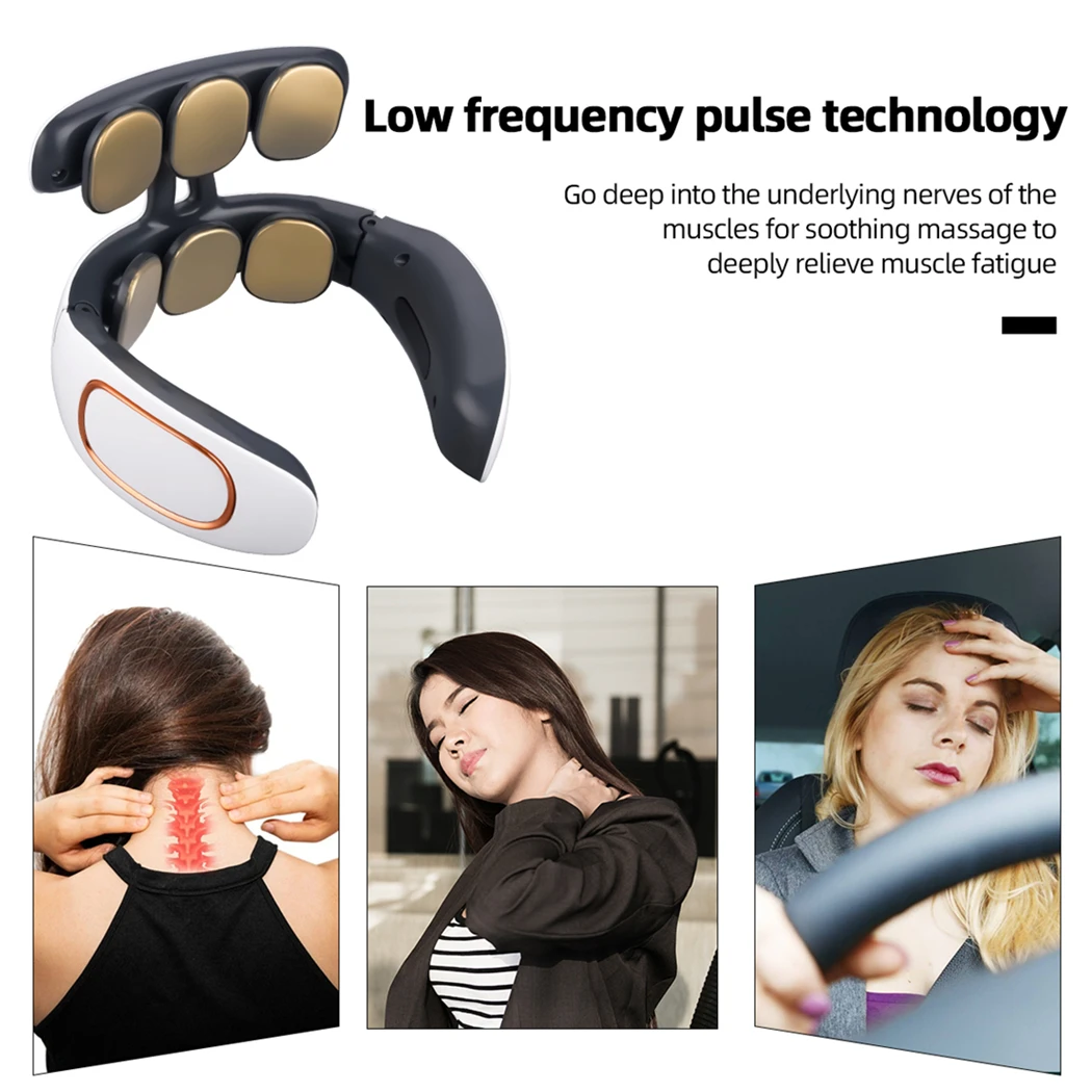 CkeyiN 6D elektryczny masażer pulsacyjny szyi TENS Pulse akumulator gorący kręg szyjny relaks ból ugniatanie masaż i pilot