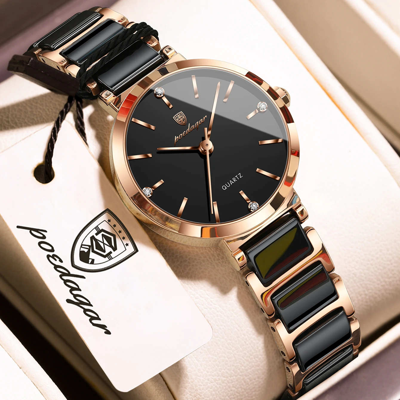 POEDAGAR Trendy Elegant Ladies Clock High Quality Waterproof Quartz Women's Wristwatch Stainless Steel Fashion Watches For Woman