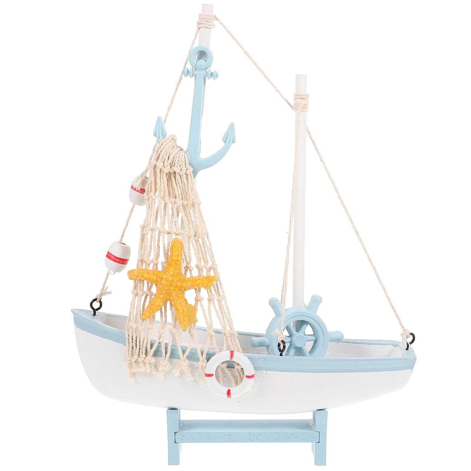 

Mediterranean Style Wooden Sailing Boat Desktop Decoration Small Sailboat Ornament Home Office Nautical Boat Adornment