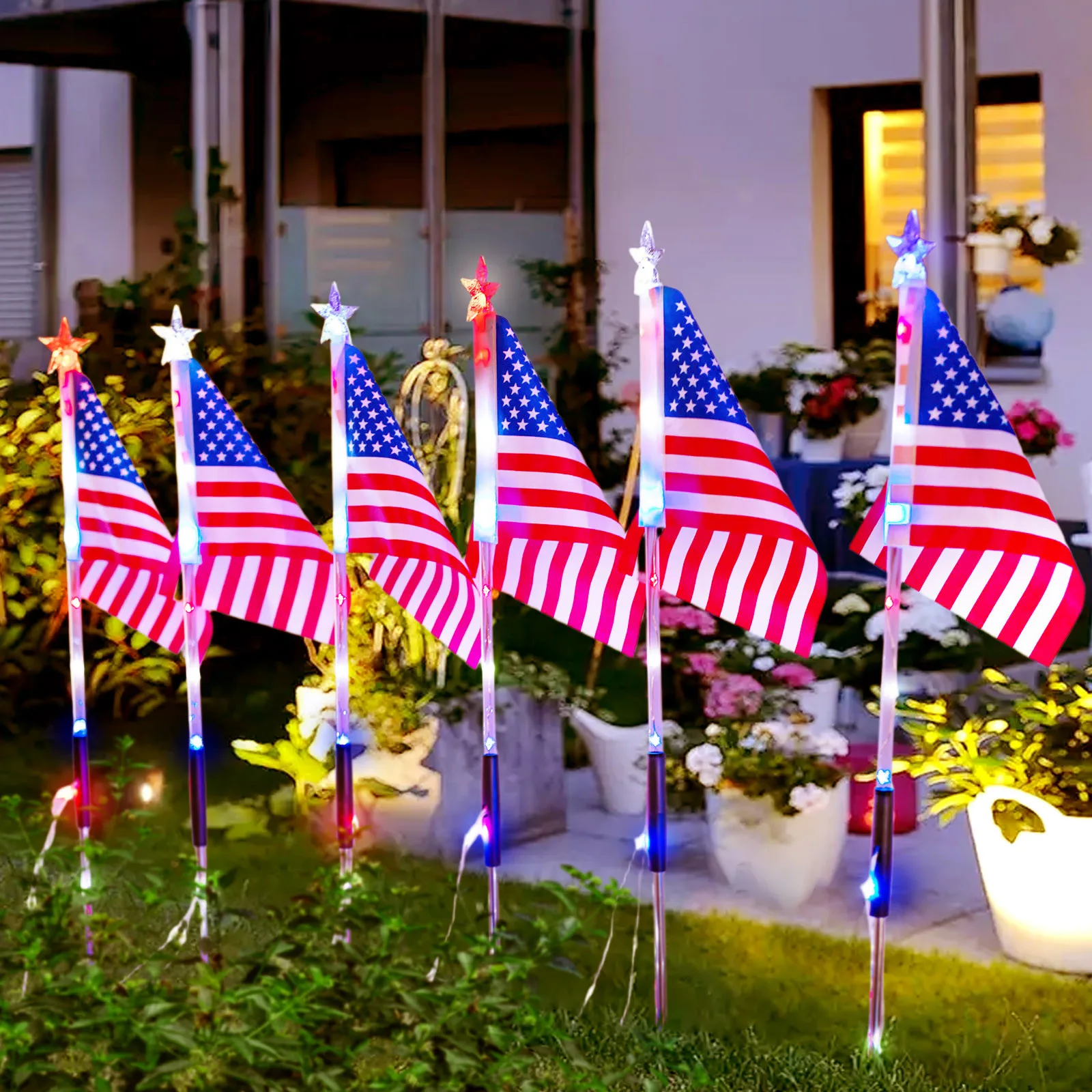 Solar-LED Amerikanische Flagge – Outdoor Lighting Yard Stakes Bewertung und Preis