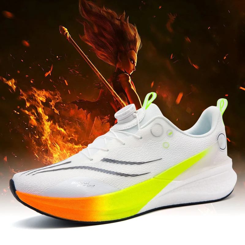 

Sports and leisure shoes, men's shoes, marathon oversized air cushioned shoes, fly woven all season rubber, wear-resistant, anti