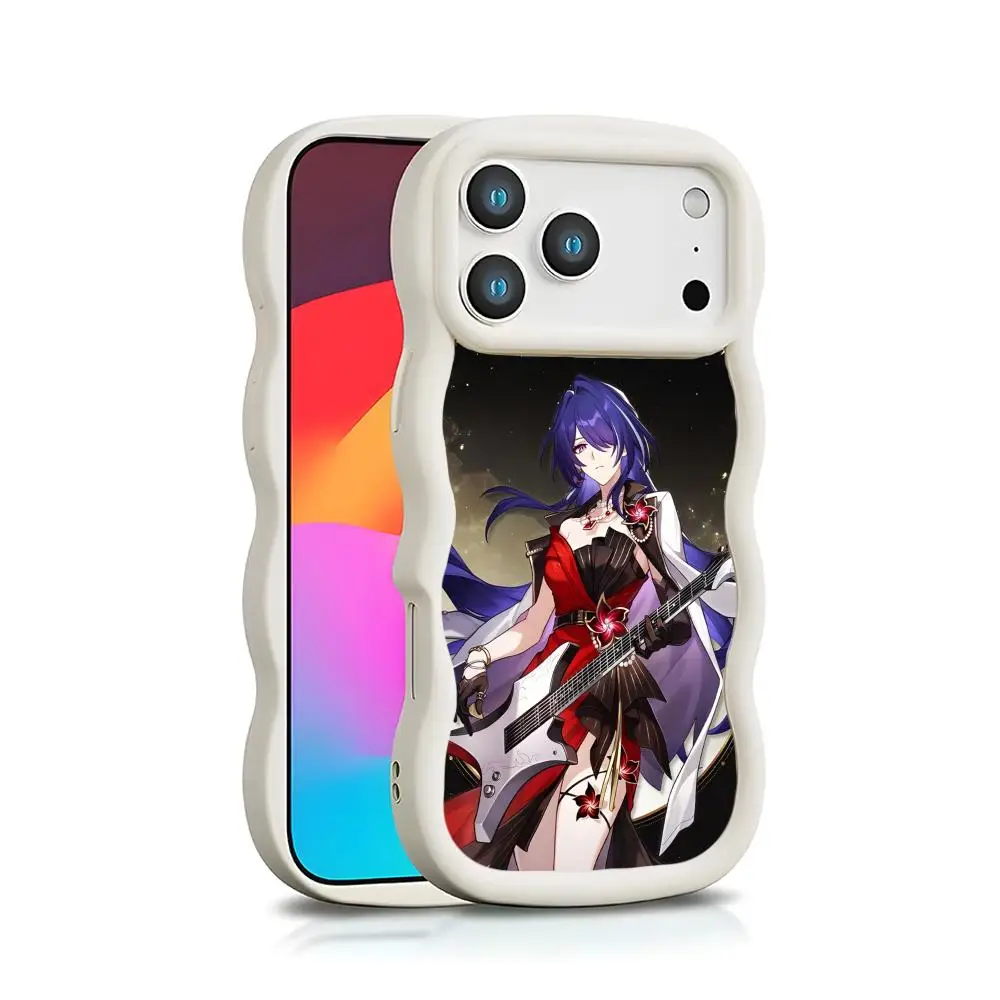 

HSR Acheron Wavy Edge TPU Mobile Phone Case for iPhone 17 16 15 14 13 12 11 Air Pro Max Plus Colorful Cover