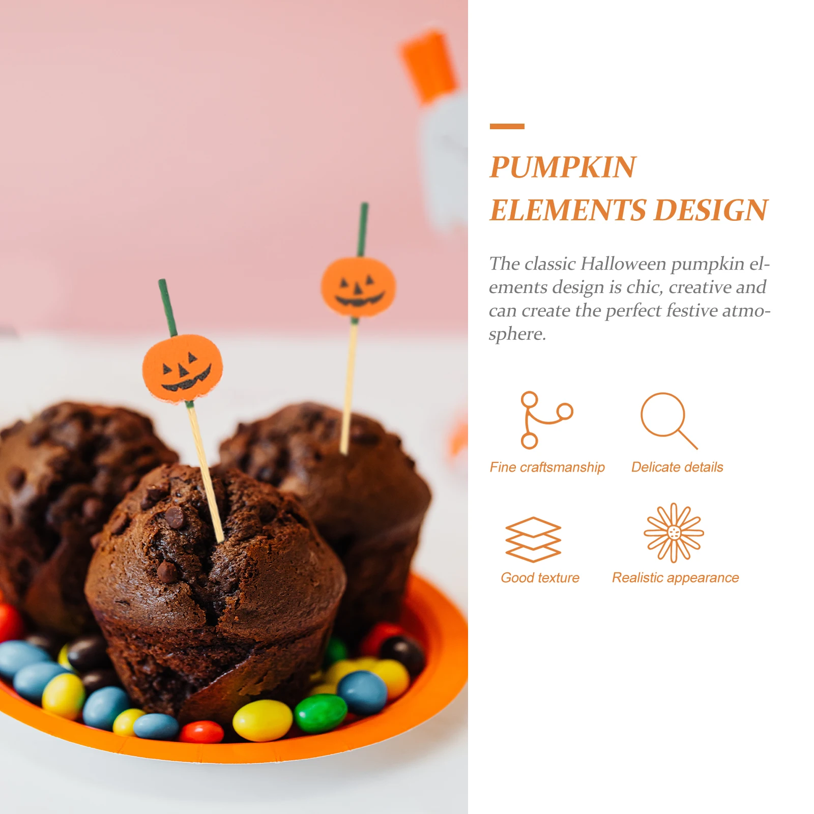 

200Pcs Pumpkin Style Bamboo Cocktail Picks Disposable Food Sticks for Party Dessert Appetizers Snack Picks Snack Sticks