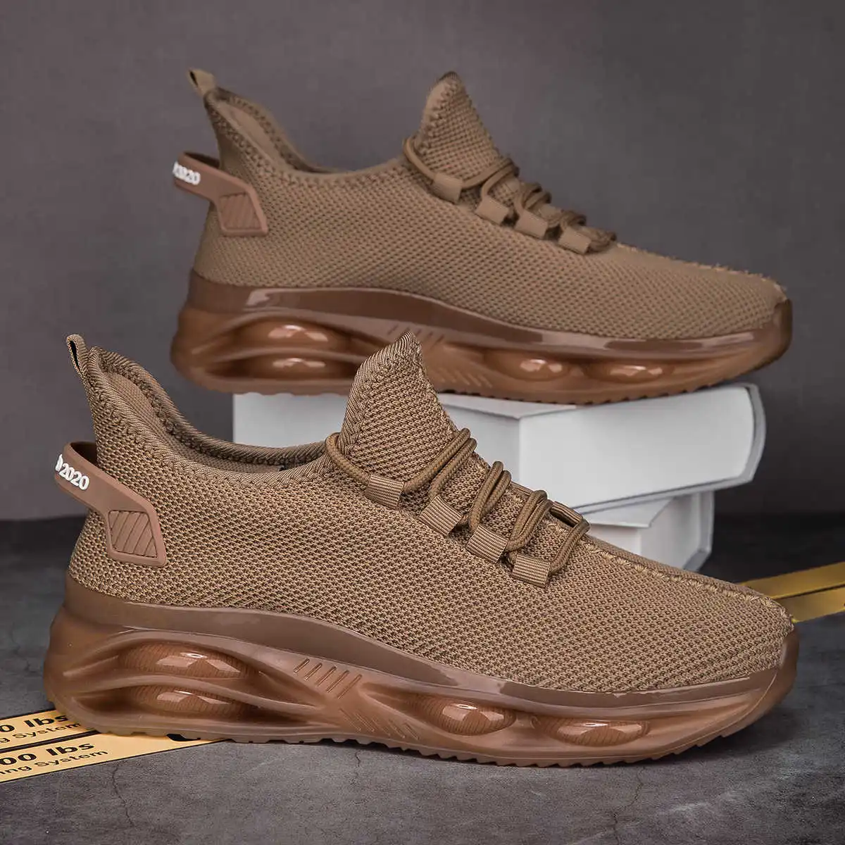 Zapatillas de deporte masivas de tacón grueso para hombre, zapatos tejidos de primavera para el hogar, marca deportiva, zapatillas de entrenamiento, botas de nieve para atleta y niña 2025