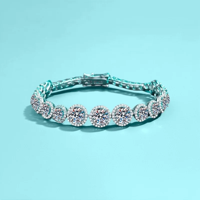 

Круглый браслет из муассанита 0,5 карата, серебро S925, женские ювелирные изделия, позолоченный PT950, дизайн Crowdsourced, сертифицированная GBA, бесплатная подарочная коробка