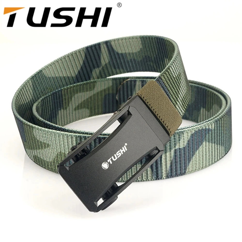 

TUSHI Brand New Toothless Automatic Buckle Belt Nylon Canvas Belt Outdoor Leisure Breathable Belt 3.4 Wide Sports