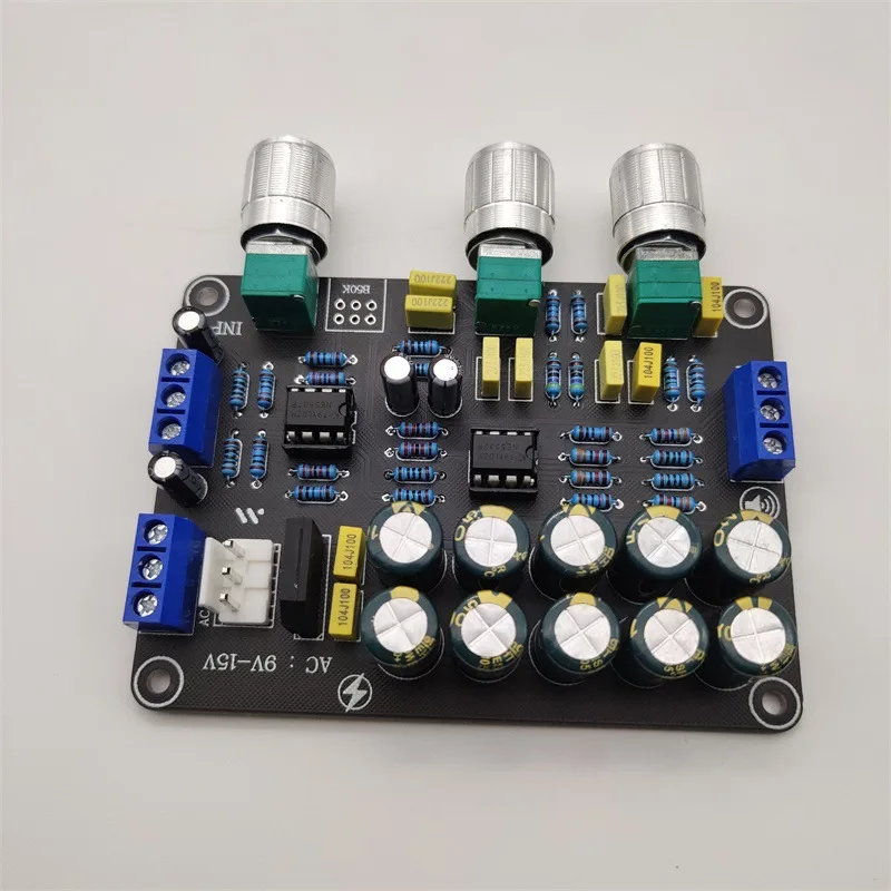 Y22A-NE5532 Preamp Pre Amplifier Pelat Penyesuaian Audio Amplifier HIFI Preamplifier Kontrol Nada Volume, 24-24