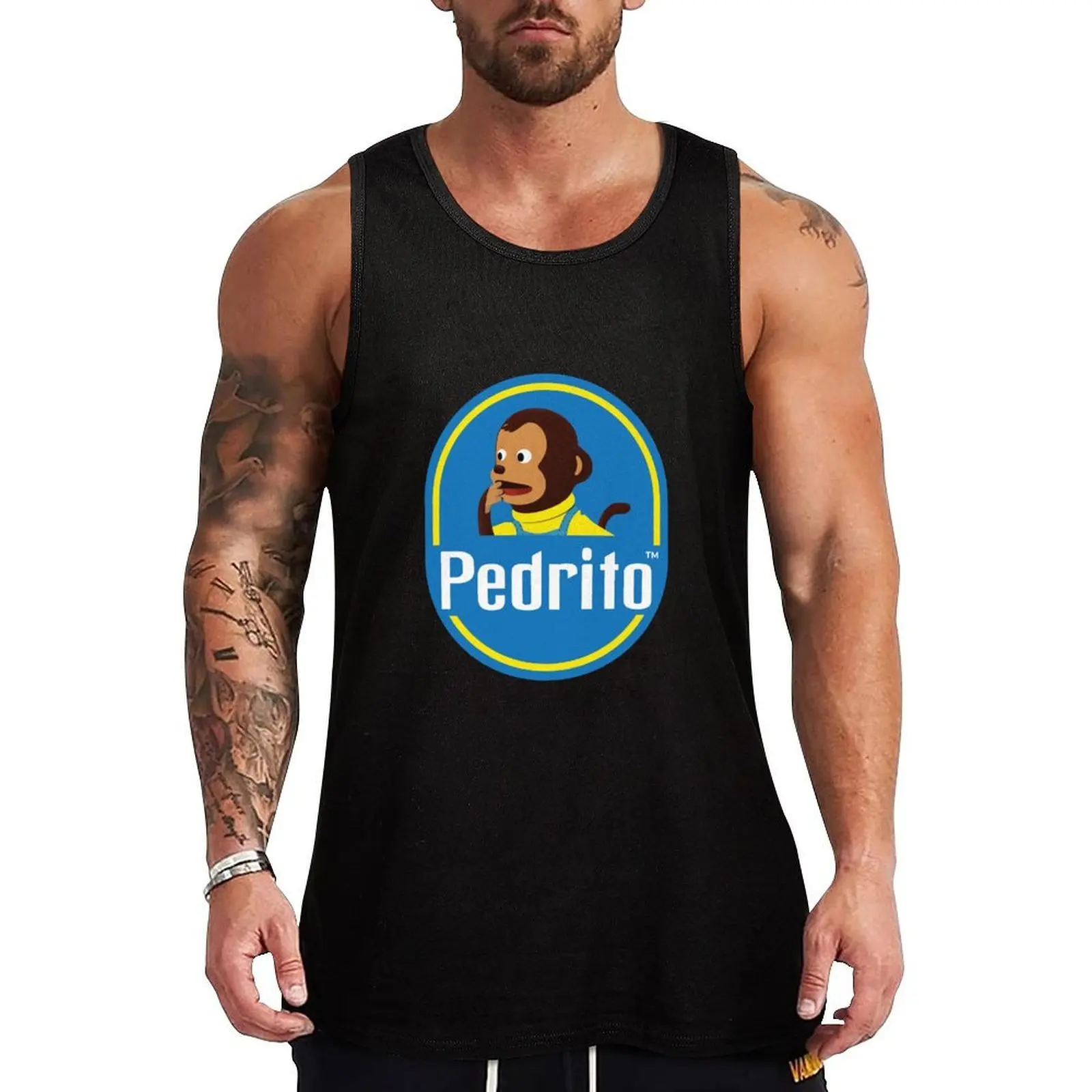 Pedro - Pedrito Surprised / Shocked Monkey Meme Banana Sticker Illustration Tank Top Classic Fit Undershirt Everyday Wear
