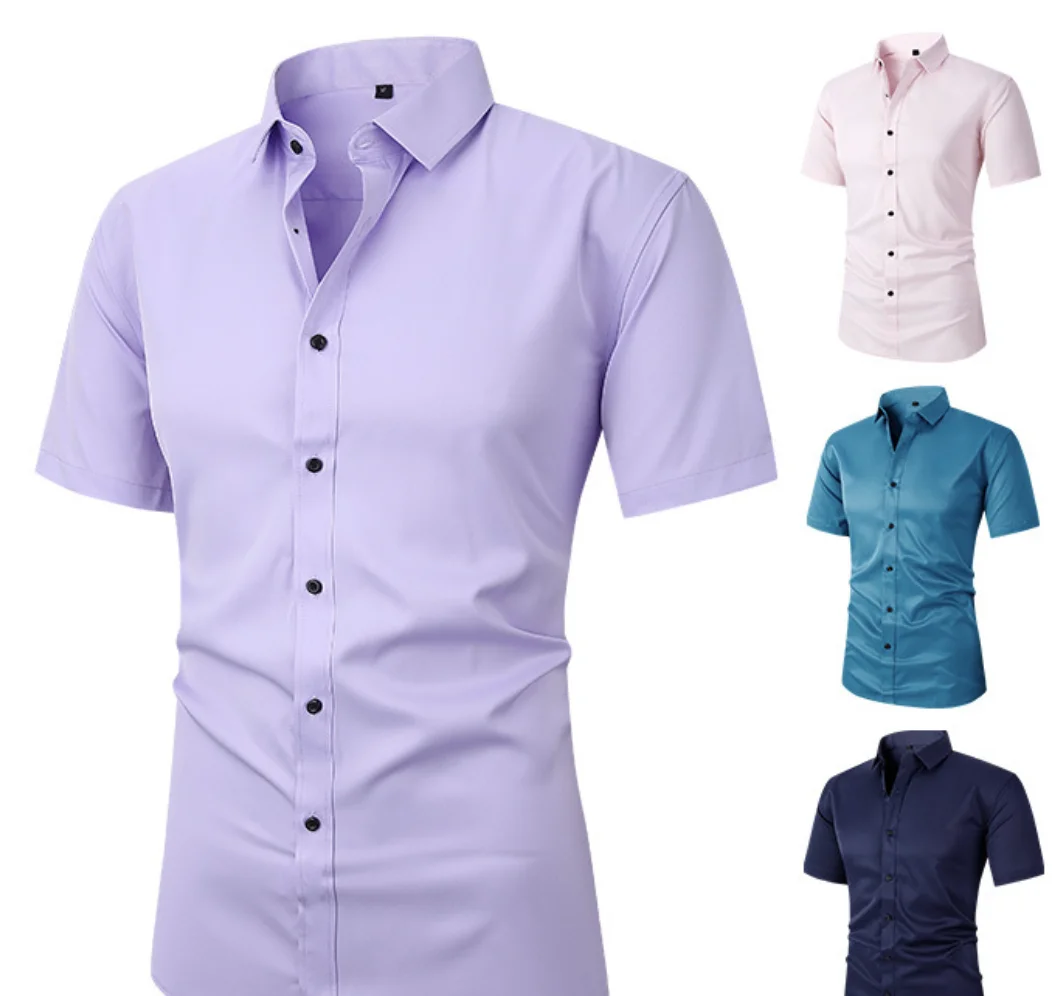 Camisa de negócios com top elástico para homens