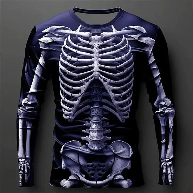 2026 Men's New Motocross Cycling Skully Jersey BMX Mountain Downhill Bike Top Enduro Racing Shirt Quick Dry Long Sleeves T Shirt