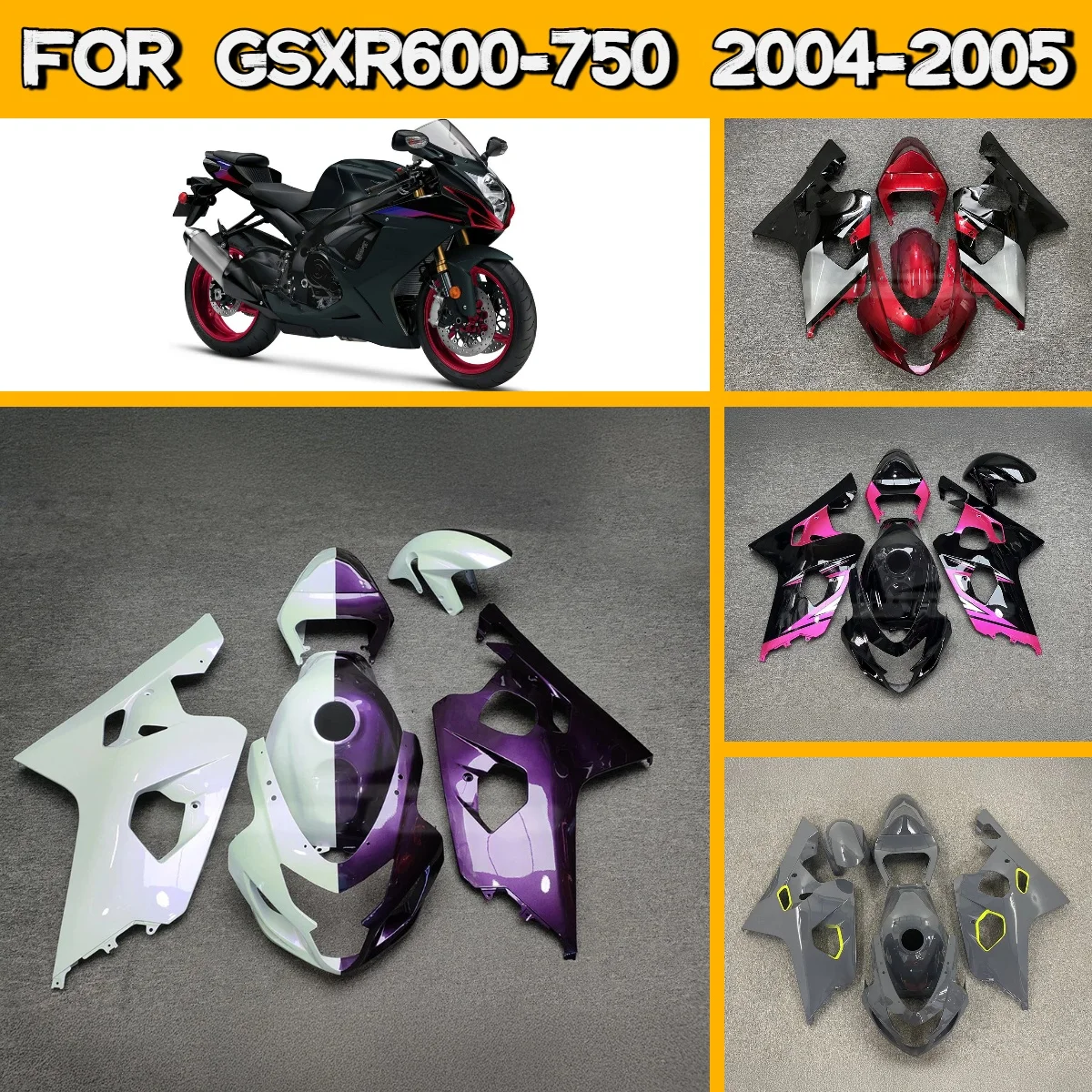 2004 2005 GSXR 600 750 Aftermarket ABS Injection Kit Body Work Fairings Fit for 04 05 Suzuki GSXR600 GSXR750 Fairing Kit