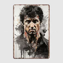 Portrait Sylvester Stallone Poster Metal Plaque Custom Garage Club Wall Pub Plaque Tin Sign Poster Vintage Home Decor Room Decor