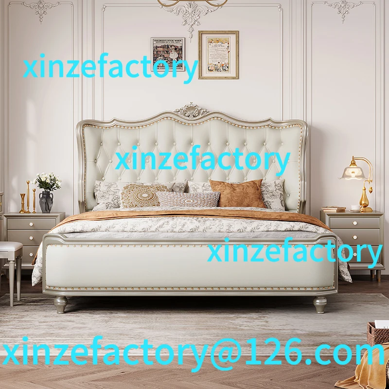 

Customizable leather soft bag American solid wood bed master bedroom 1.8 meters wedding bed