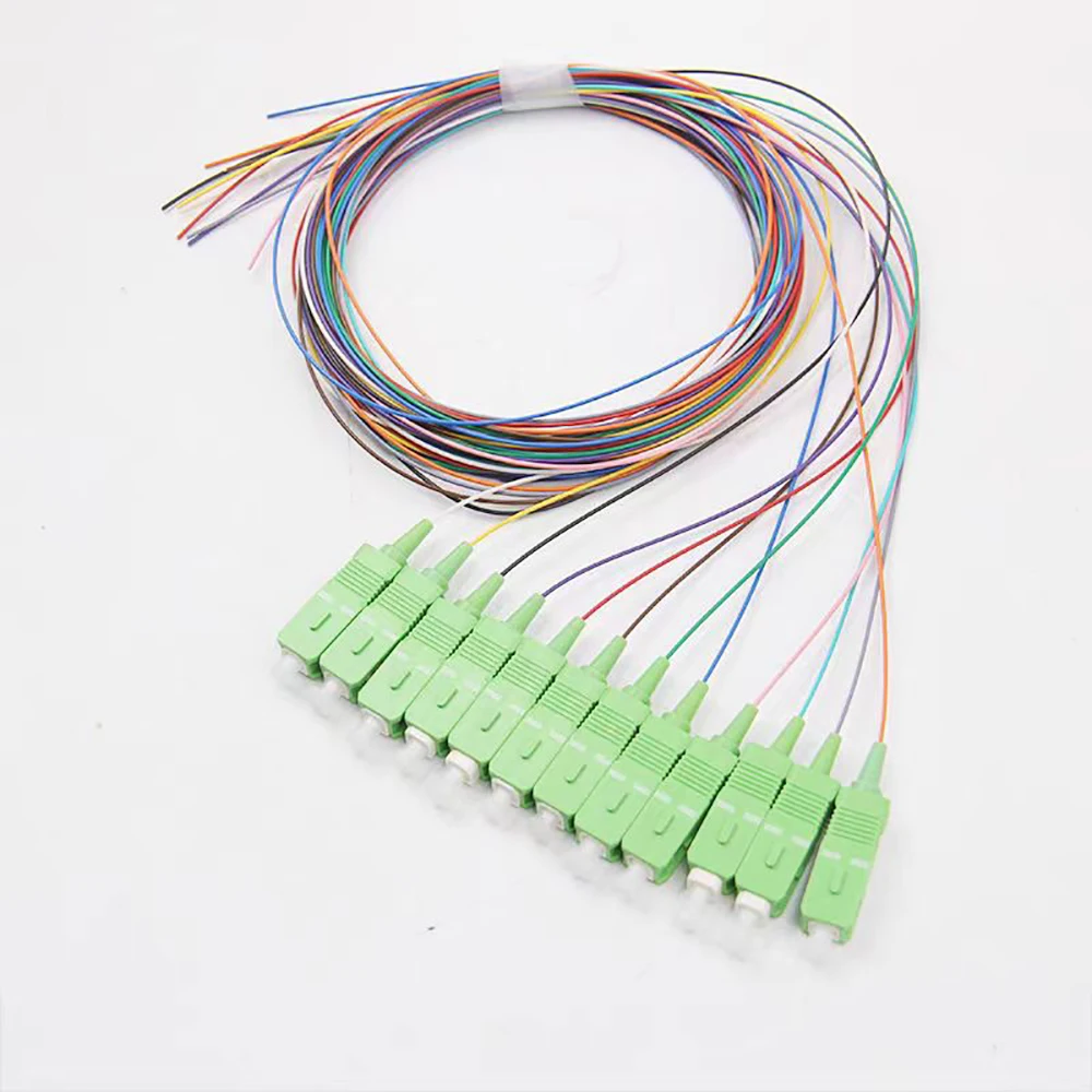 SC UPC/APC 12 Bundles Fiber Optic Pigtail FTTH Simplex 0.9mm 9/125 Single Mode 1.5 m 12 core color bunchy pigtail Fibra Optica