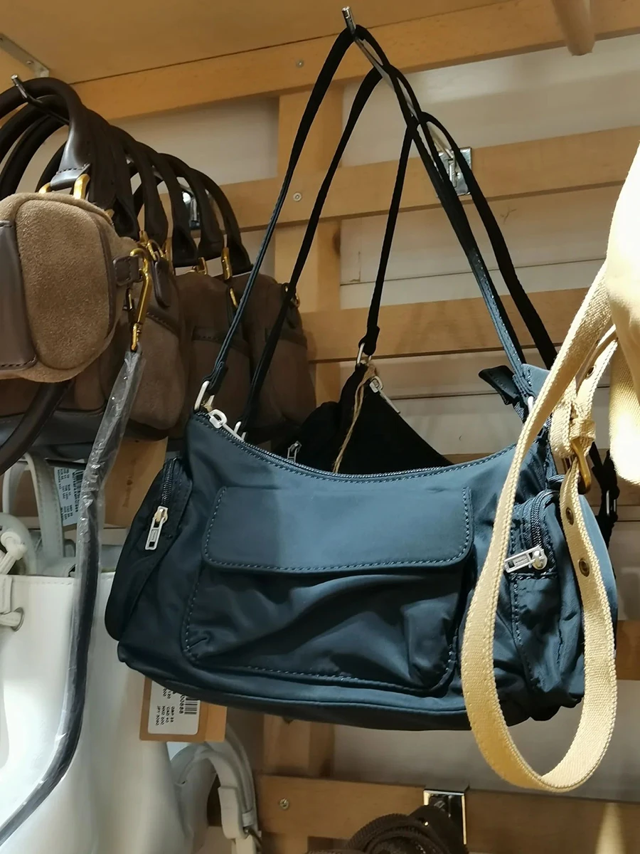 Bolso de hombro negro con bolsillos para mujer, bolsos de alta calidad con cremallera para las cuatro estaciones, estilo Preppy, moda urbana, Chic,