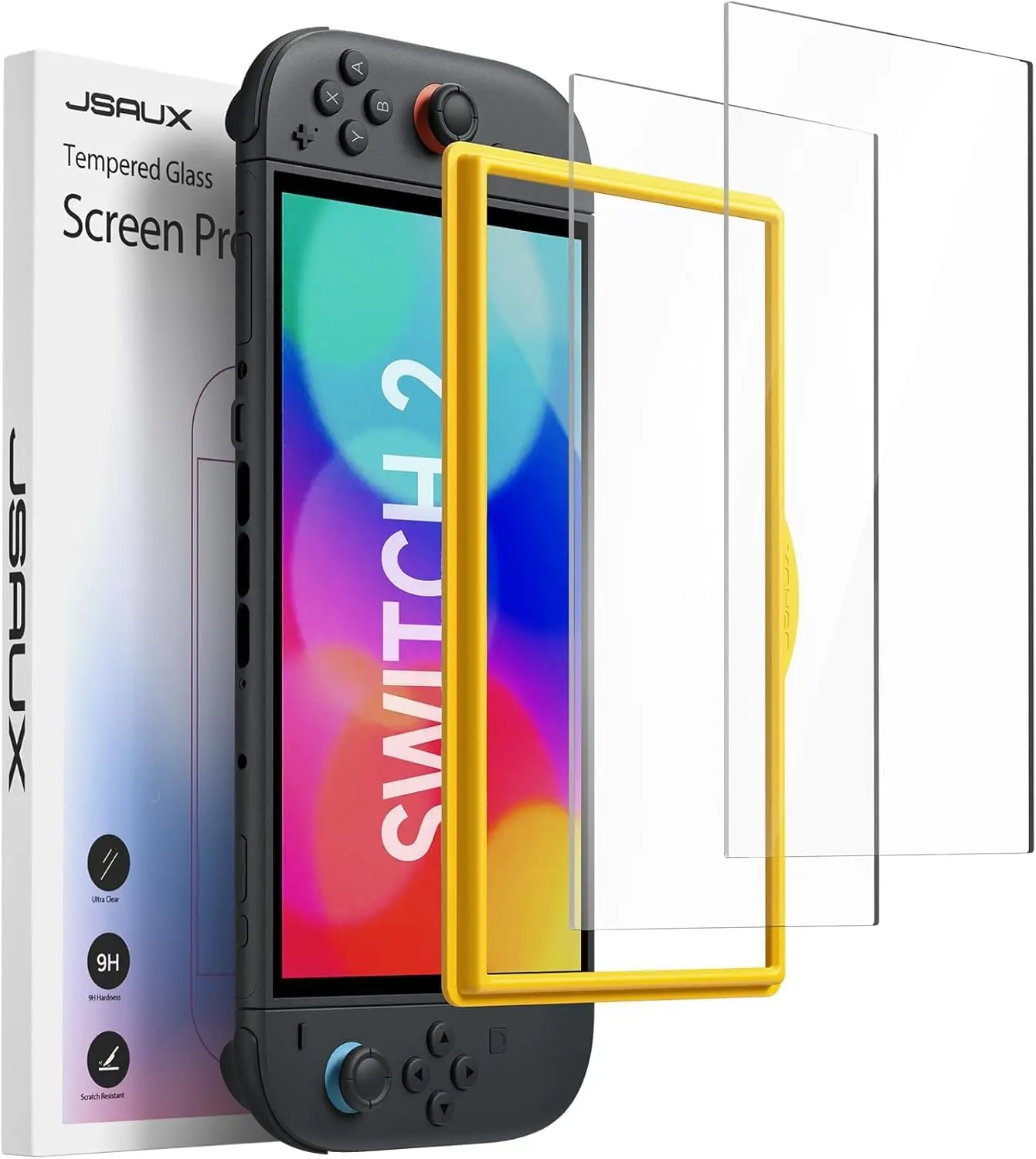 

2-Pack Screen Protector for Nintendo Switch 2 2025, Ultra HD Glass Protector 9H Hardness, Easy to Install with Guiding Frame