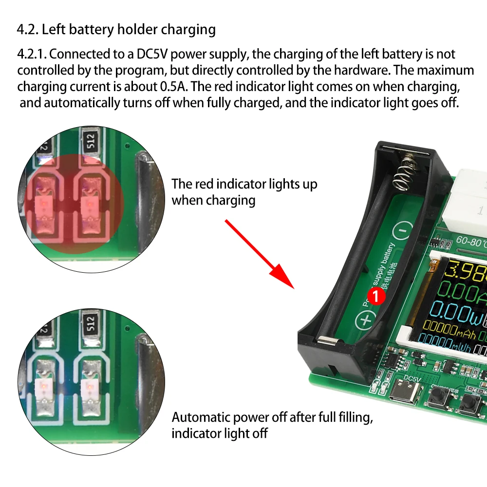 18650 Lithium-Batterie Kapazitätstester MAh MWh Kapazitätsmessung Innenwiderstandsmessmodul Typ-C Tester – Detail 16