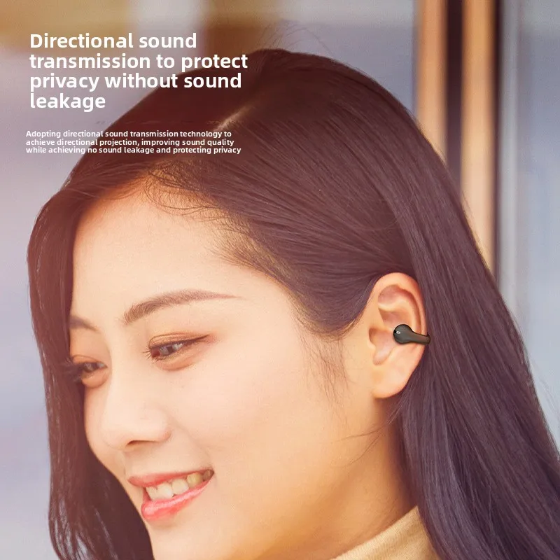 JX80 공기 전도 핀치 이어 블루투스 헤드폰, 제트 코드 소음 감소 개인 모드 대용량 지연 없음 헤드폰