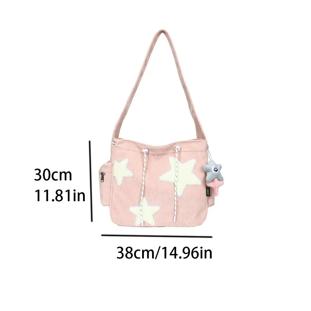 Bolso de terciopelo de gran capacidad para mujer, bandolera con cordón y estrellas, estilo coreano, Y2k