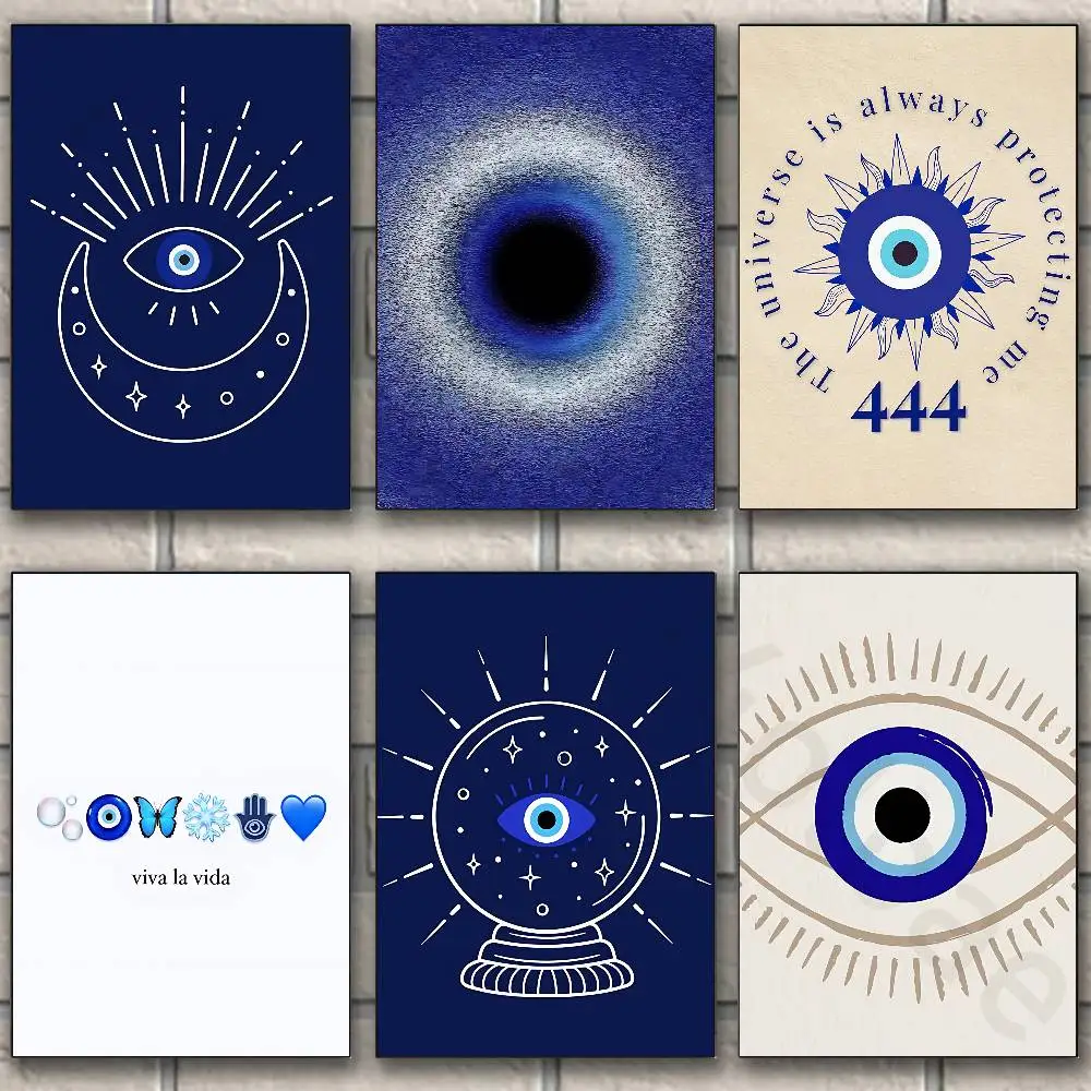 L-Lucky Blue Evil Eye Artists Canvas Painting for Living Room Home Decor Poster Fans Gifts-unframed