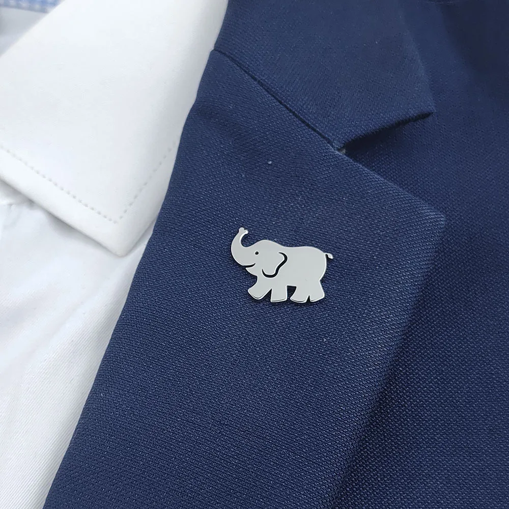 New punk fun elephant hollow stainless steel gold-plated badge, suit lapel pin waterproof black, men's brooch setBXG55-Y