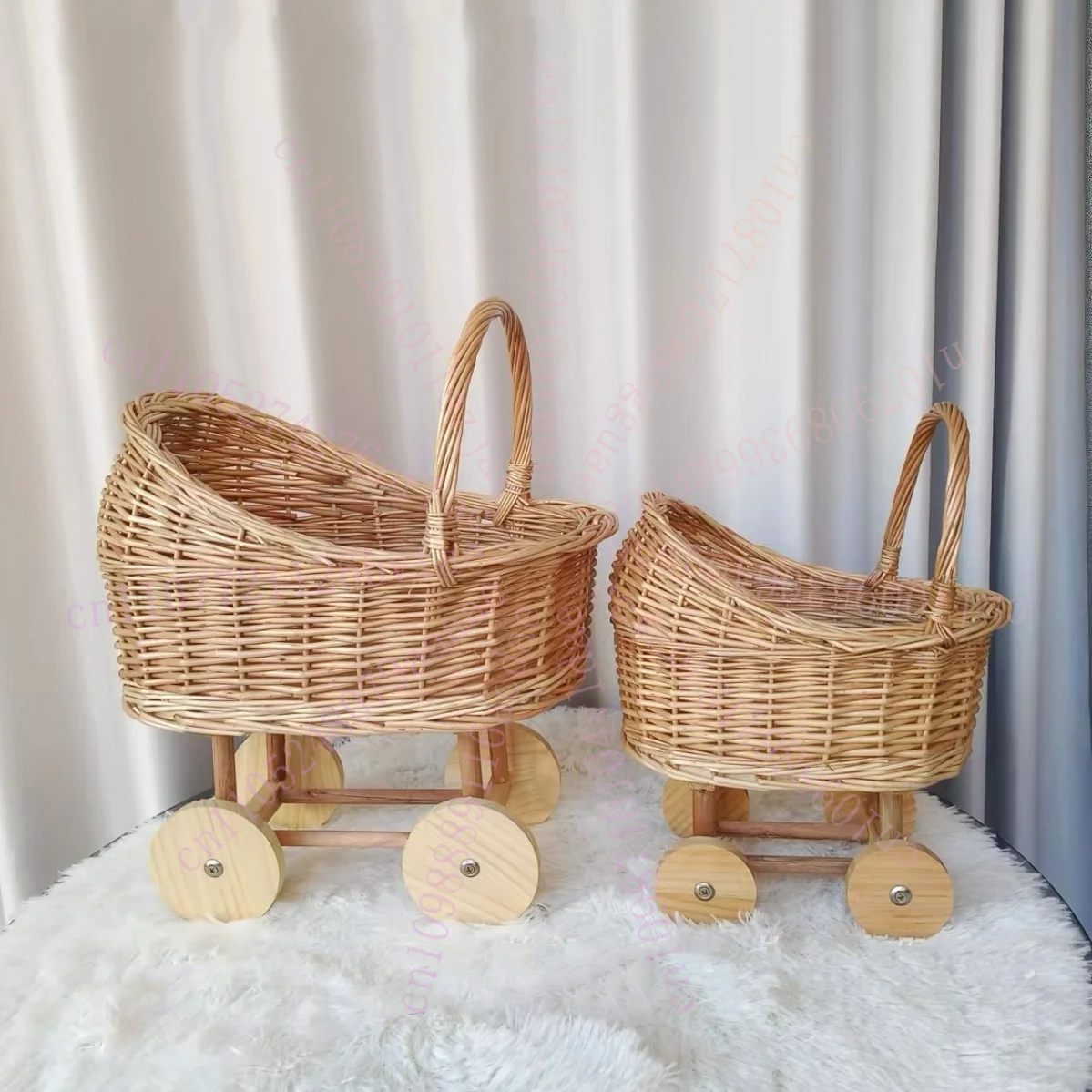 Handwoven Wicker Baby Bassinet Stroller - Multi-Functional Storage Basket for Pets & Infants | Boho Chic Nursery Decor