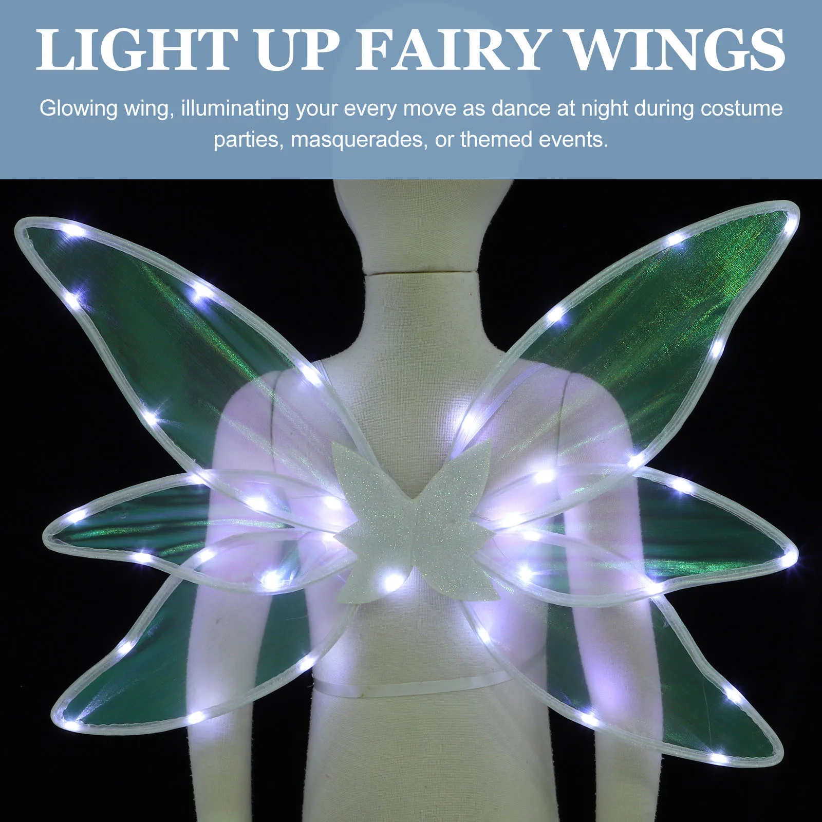 Ala de hada brillante, alas iluminadas, Color exquisito, disfraz de fiesta de Cosplay, vestido decorativo para vacaciones, adultos, adolescentes y mujeres