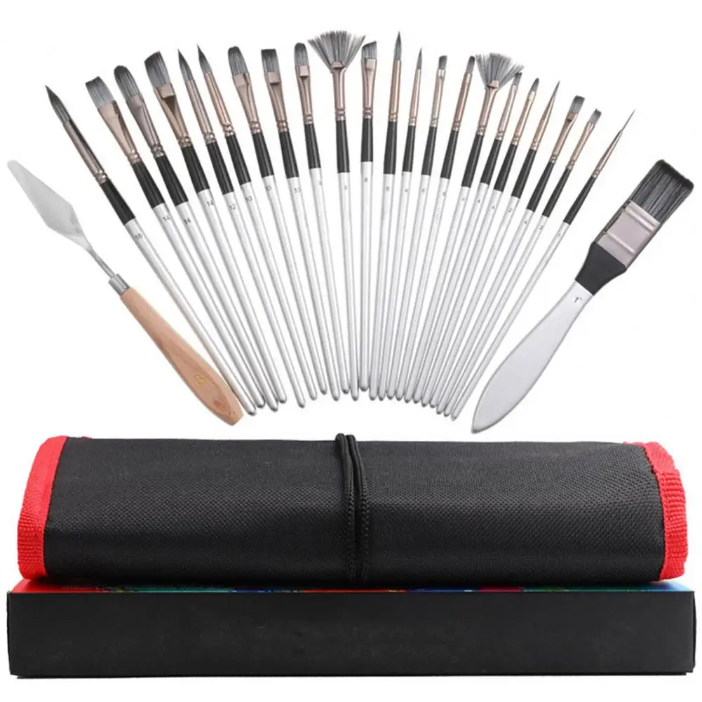 Paint Brush Set Watercolor Acrylic Art Nylon Brushes with Storage Bag Travel Paintbrush Set for Oil Painting Artists Beginners