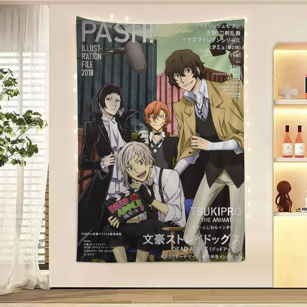 Bungou Stray Dogs Anime Tapestry Hippie Flower Wall Carpets Dorm Decor Cheap Hippie Wall Hanging