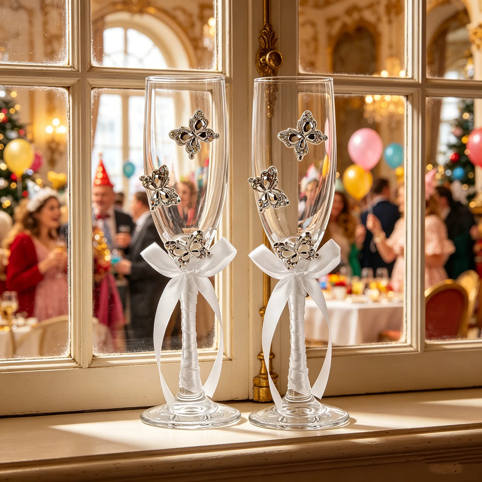 

Outdoor wedding champagne glasses, , for grassland wedding picnic banquet, wine glasses for the couple's ceremony