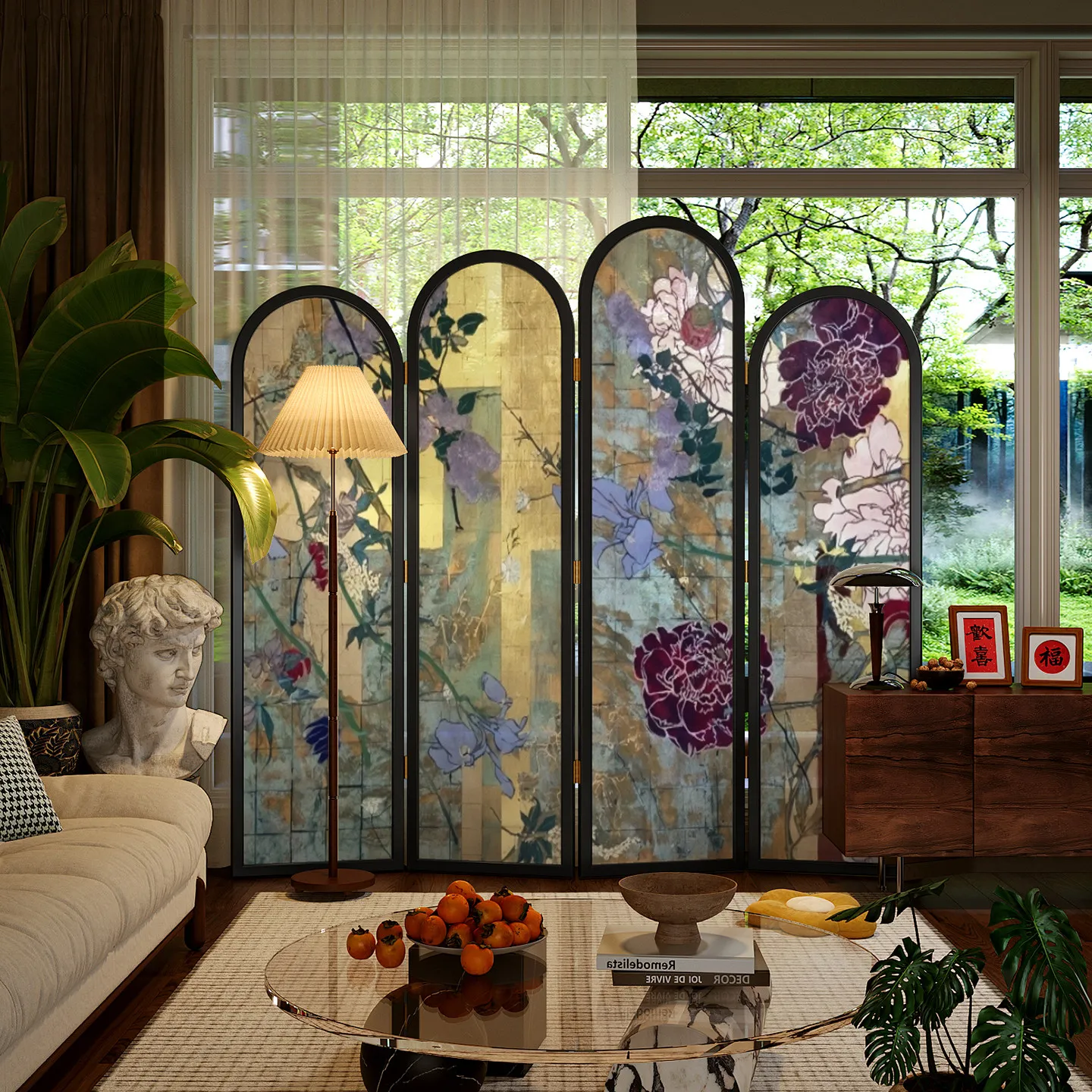Medieval screen partition living room solid wood home entrance mobile folding bedroom dining room background wall